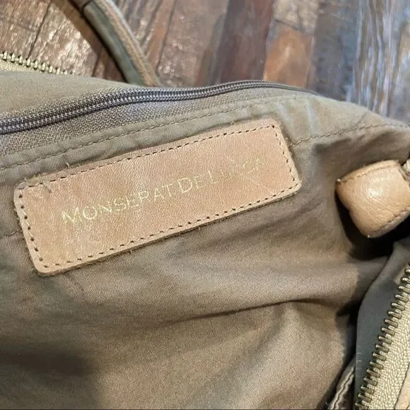 MONSERTA DE LUCCA tan Italian 100% genuine stitched leather handbag tote. - Picture 5 of 14